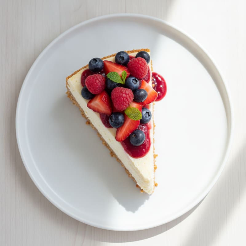 Greek Yogurt Protein Cheesecake with Mixed Berries