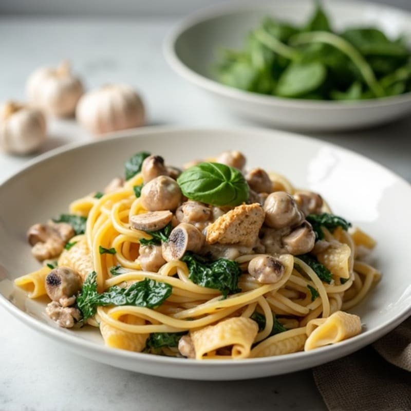 Healthy Creamy Mushroom Truffle Pasta