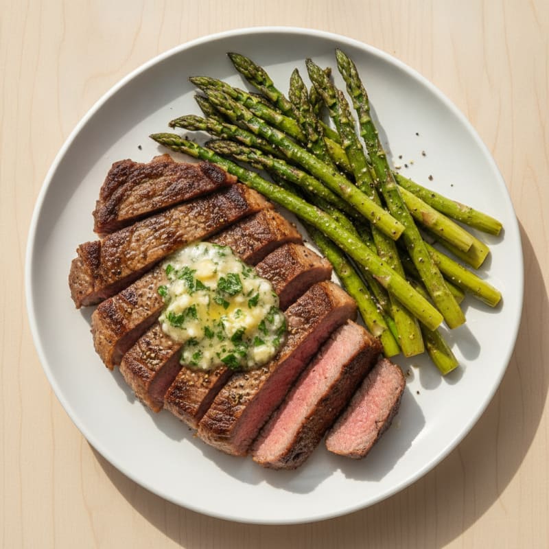Air-Fried Steak with Garlic Herb Butter
