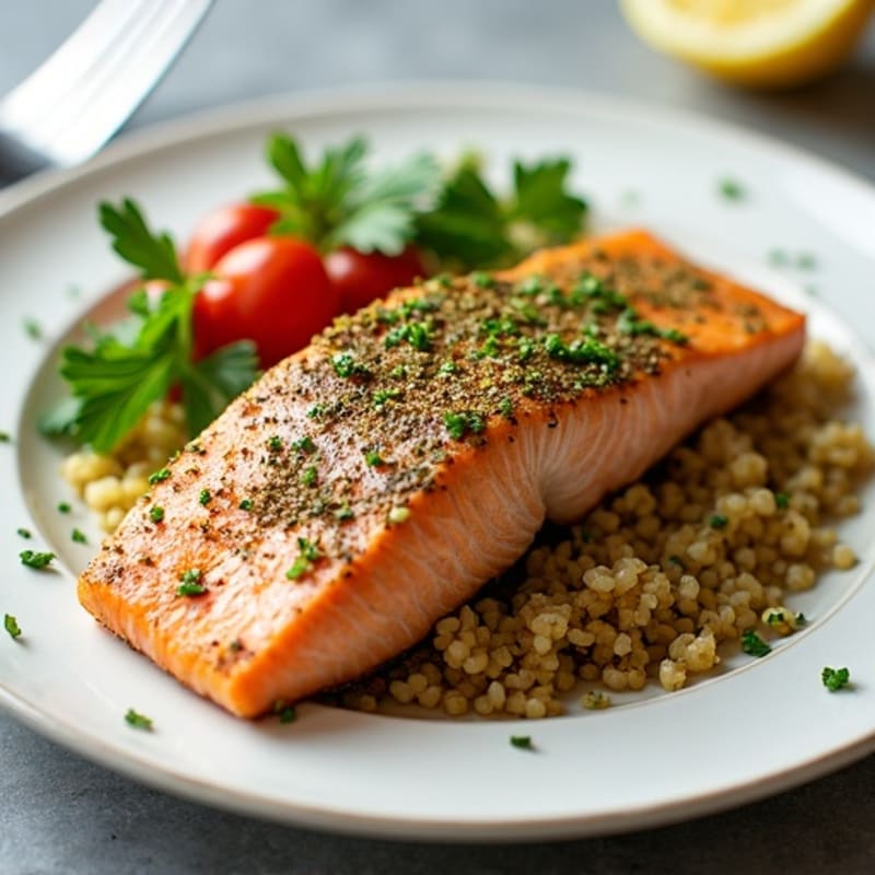 Herb-Crusted Pan Seared Salmon with Quinoa