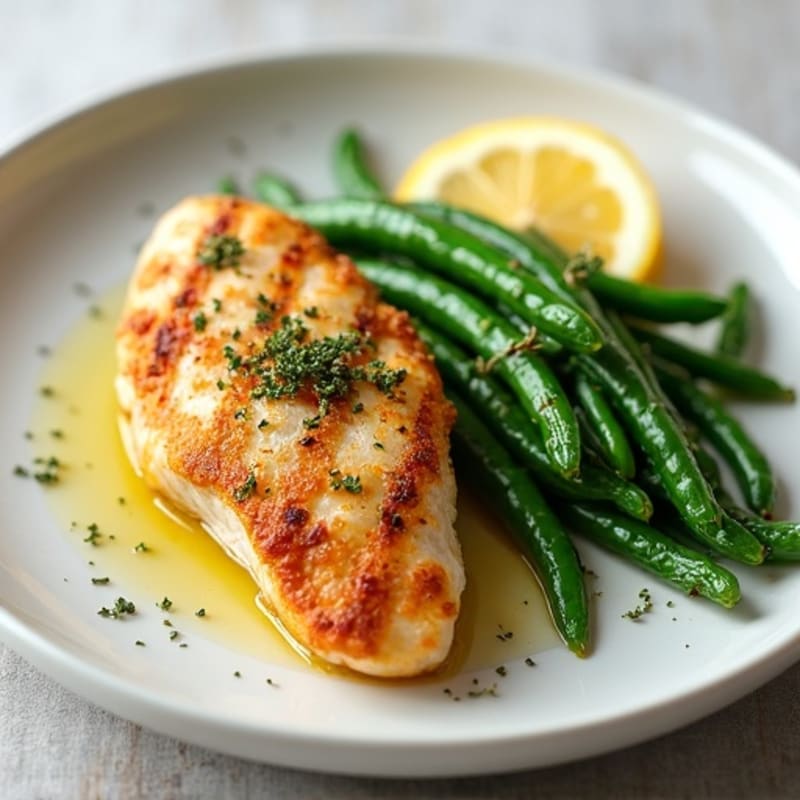 Crispy Lemon Herb Chicken with Roasted Green Beans