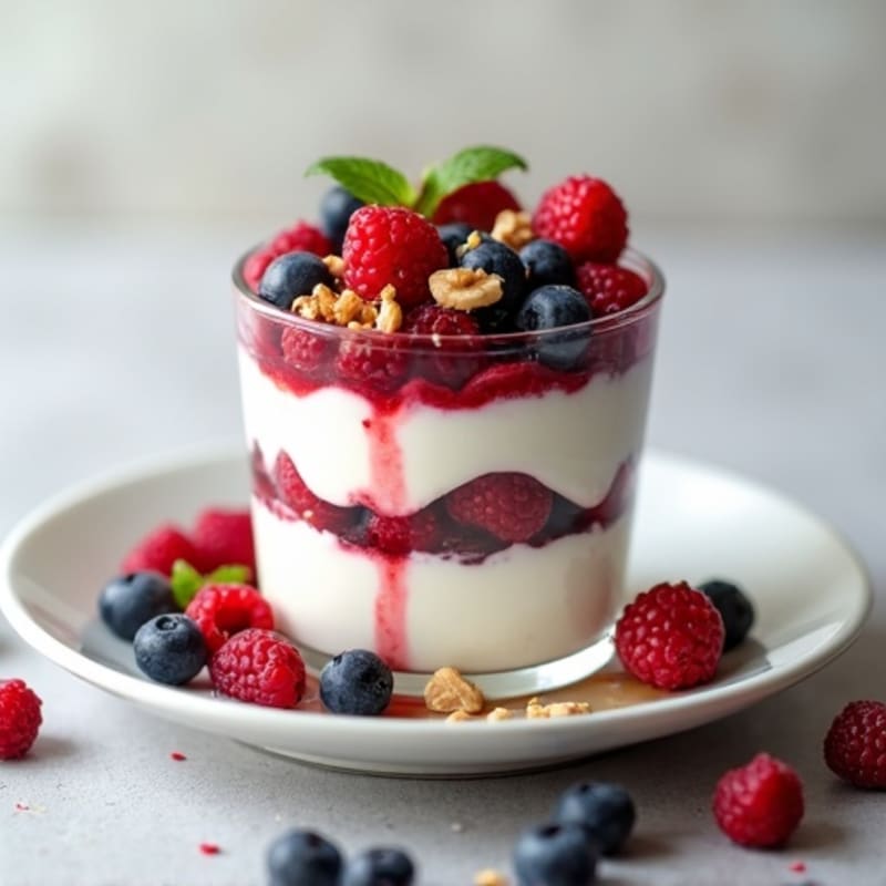 Greek Yogurt Protein Parfait with Mixed Berries and Almond Butter
