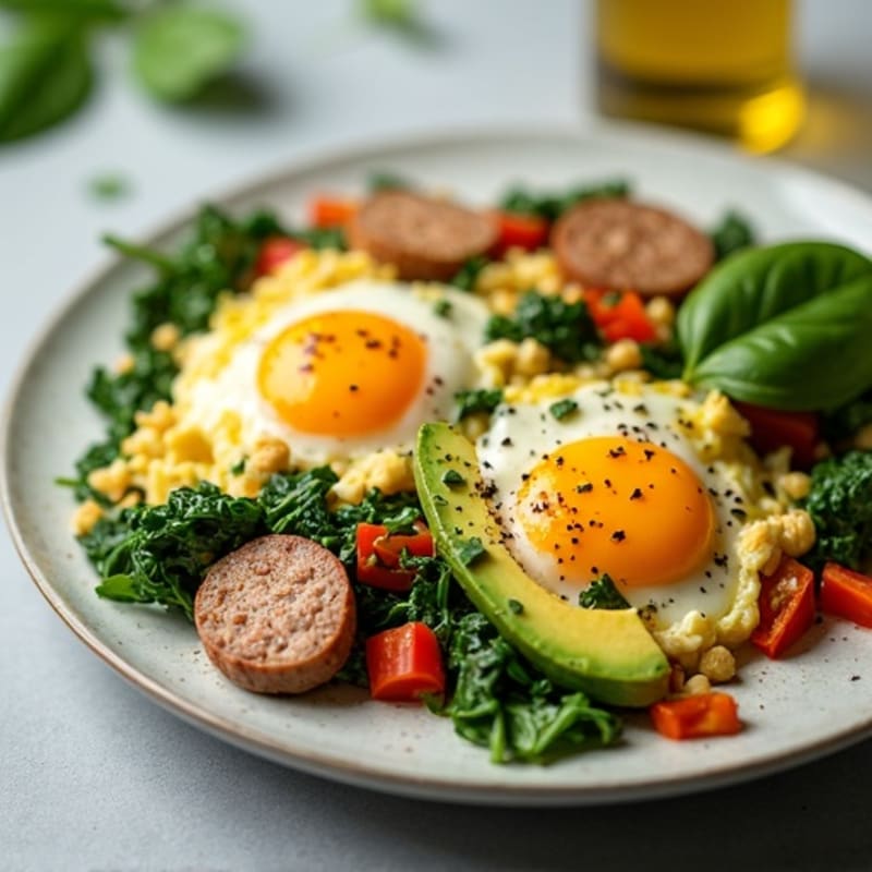 Egg White and Turkey Sausage Scramble with Spinach