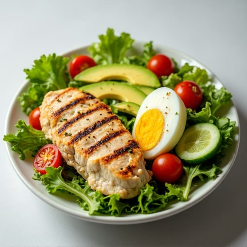 Grilled Chicken Cobb Salad with Fresh Greens and Creamy Avocado
