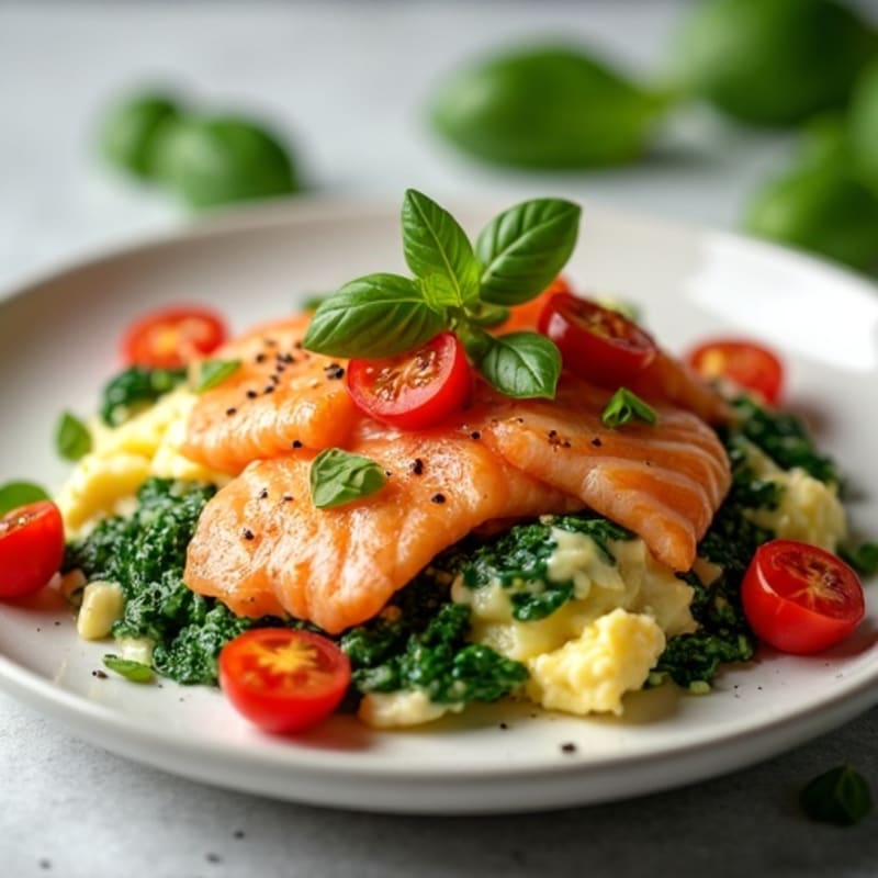 Egg White and Smoked Salmon Scramble with Spinach