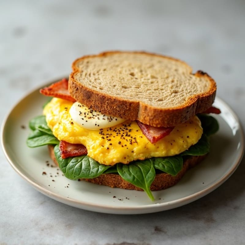 Healthy Egg Sandwich with Avocado and Spinach