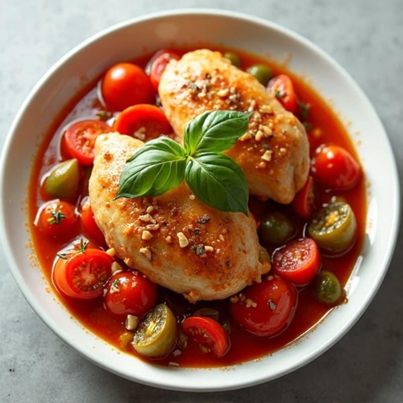 Braised Chicken with Bell Peppers and Herb Tomato Sauce