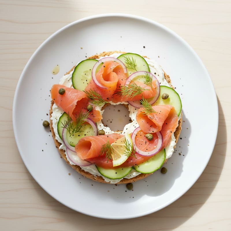 Smoky Salmon Cream Cheese Bagel