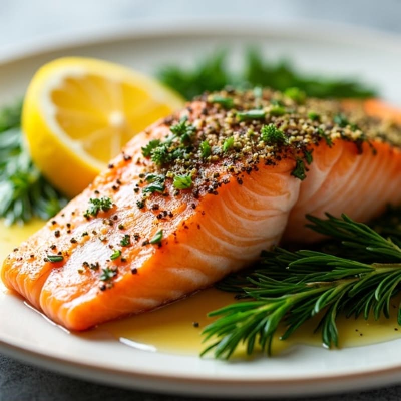 Herb-Crusted Pan Seared Salmon with Lemon