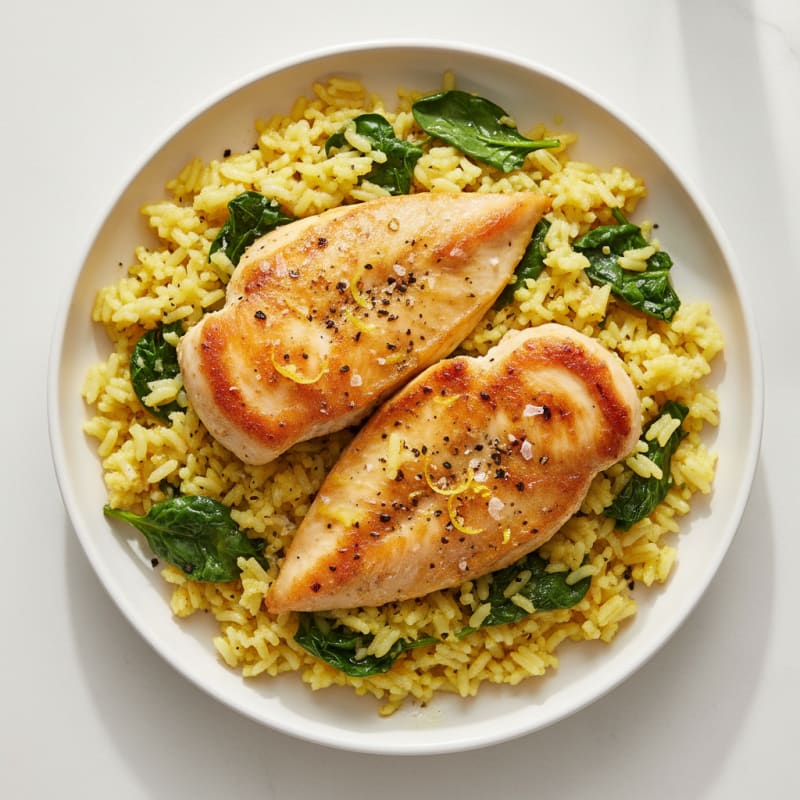 Crispy Lemon Herb Chicken with Golden Rice