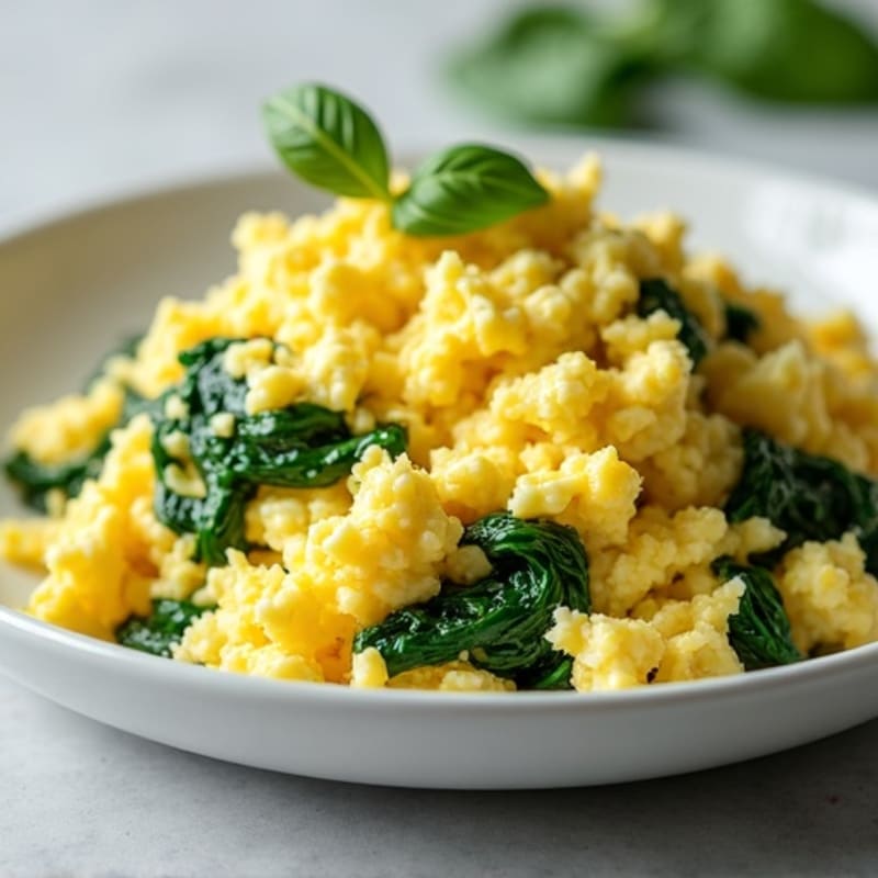 Scrambled Eggs with Spinach and Cottage Cheese