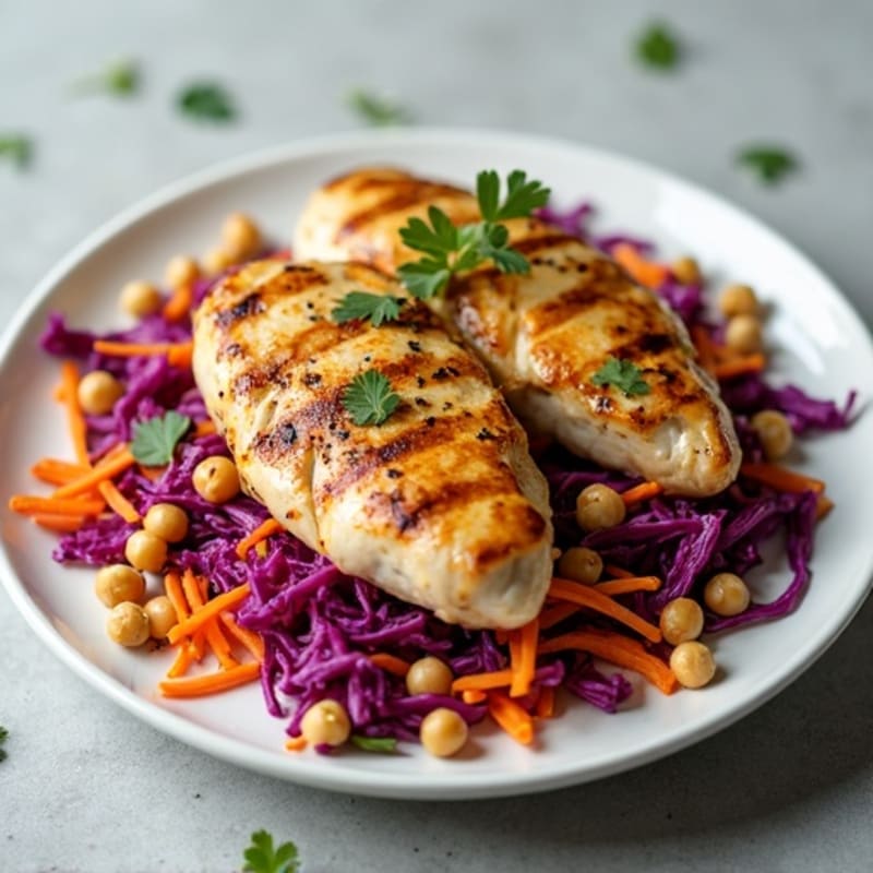Grilled Chicken Breast with Crunchy Shredded Cabbage Salad