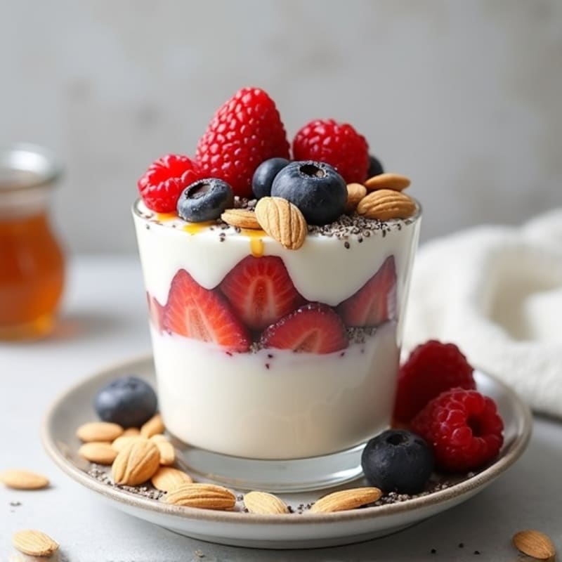 Creamy Greek Yogurt Parfait with Berries and Almonds
