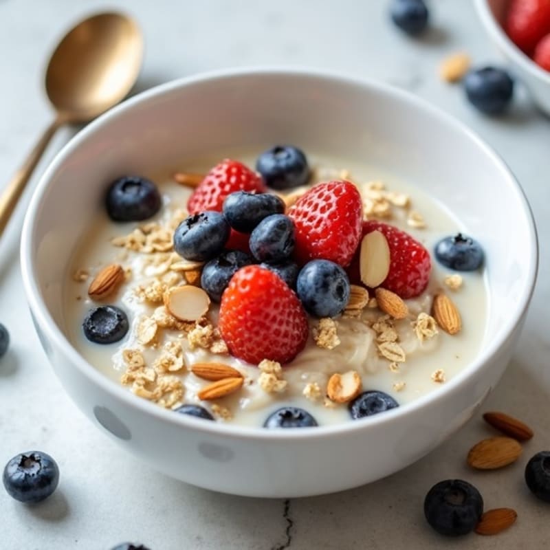 High Protein Creamy Oatmeal with Berries and Nuts