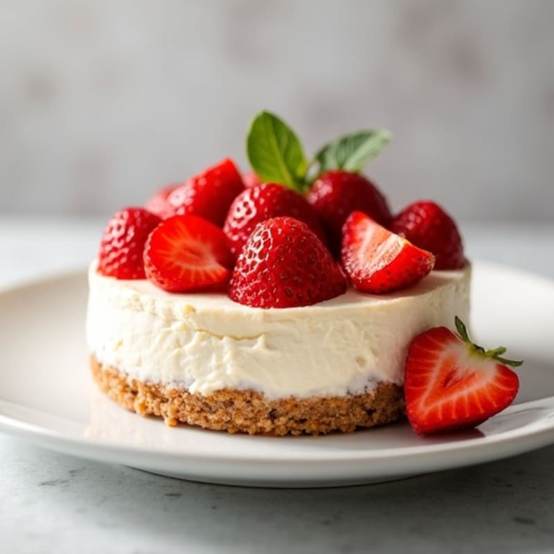 Cottage Cheese Protein Cheesecake with Fresh Strawberries