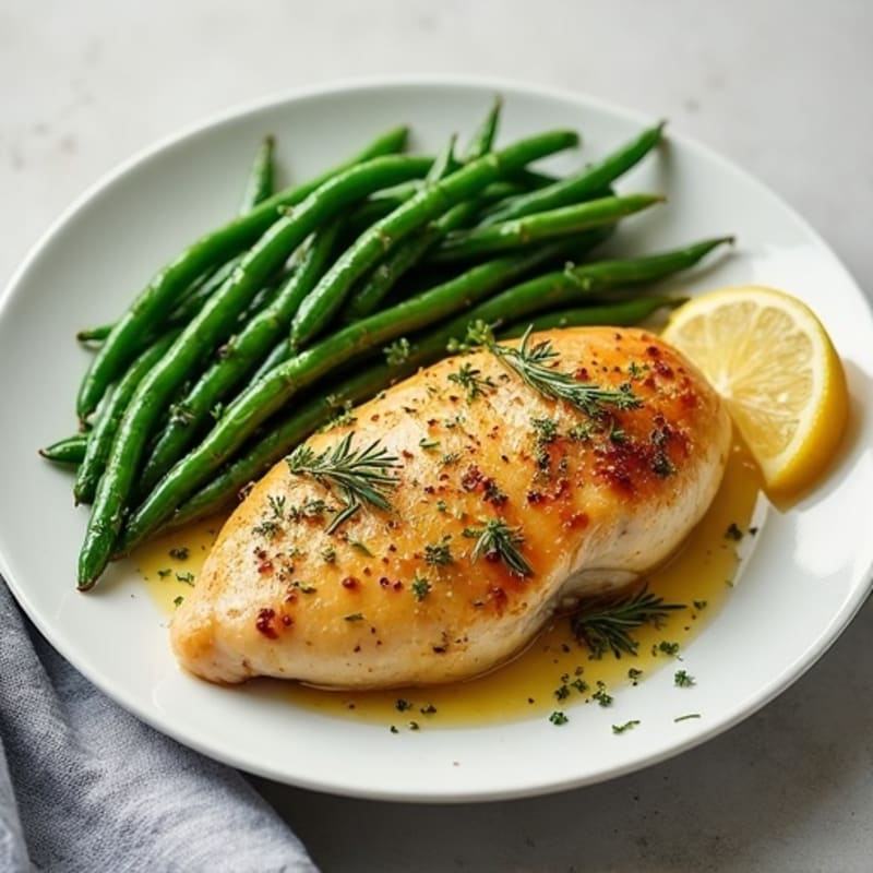 Lemon Herb Roasted Chicken with Crispy Green Beans