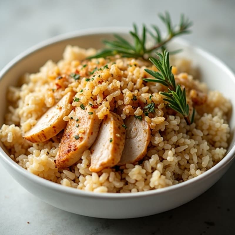 Herb-Garlic Shredded Chicken and Wild Rice Crockpot Bowl