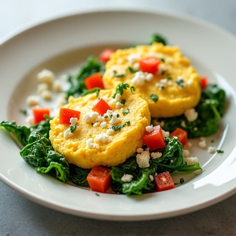 Fluffy Spinach Feta Egg White Scramble