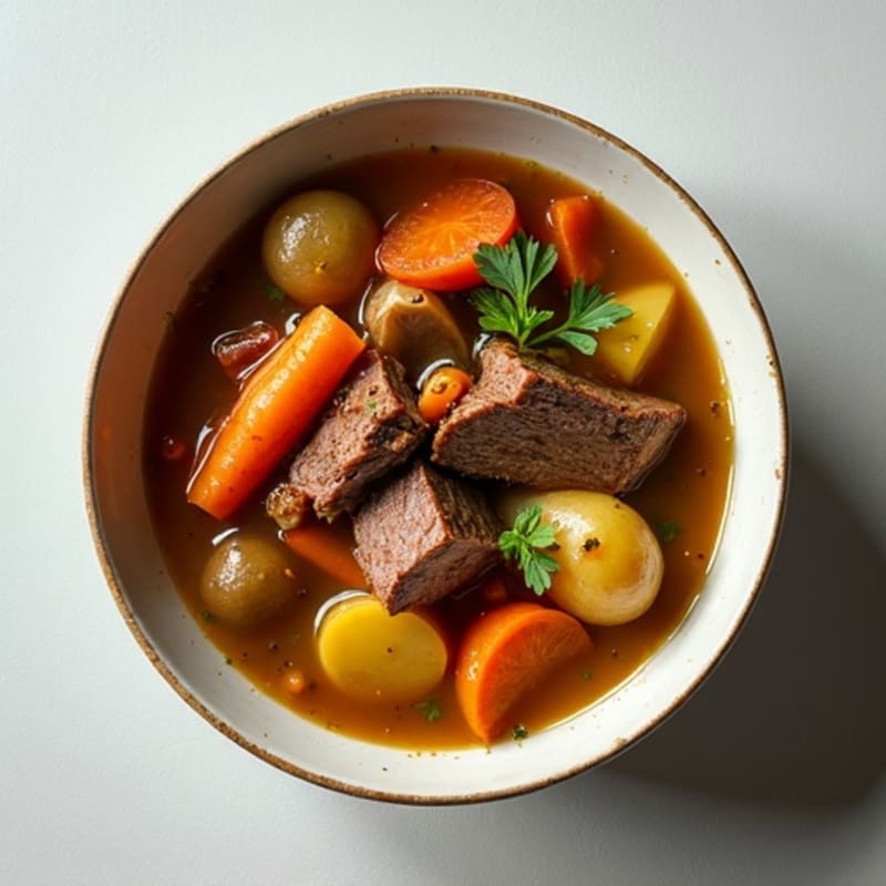 Beef and Root Vegetable Soup with Fresh Herbs