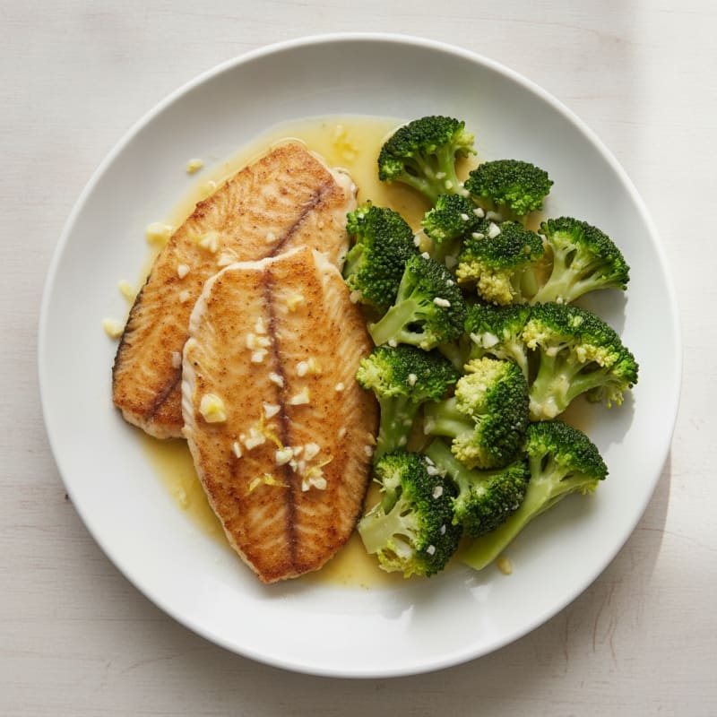 Seared Tilapia with Steamed Broccoli