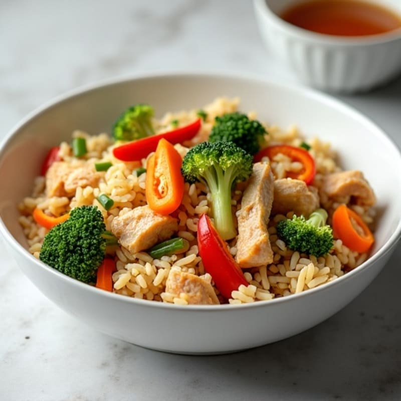Healthy Chicken Fried Rice with Crispy Vegetables