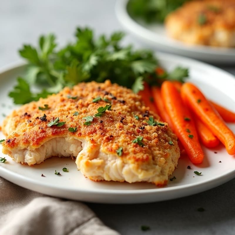 Crispy Buttermilk Baked Chicken with Roasted Carrots
