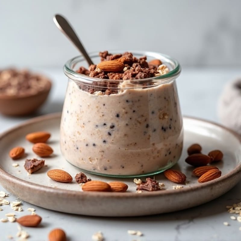 Dark Chocolate Almond Protein Overnight Oats