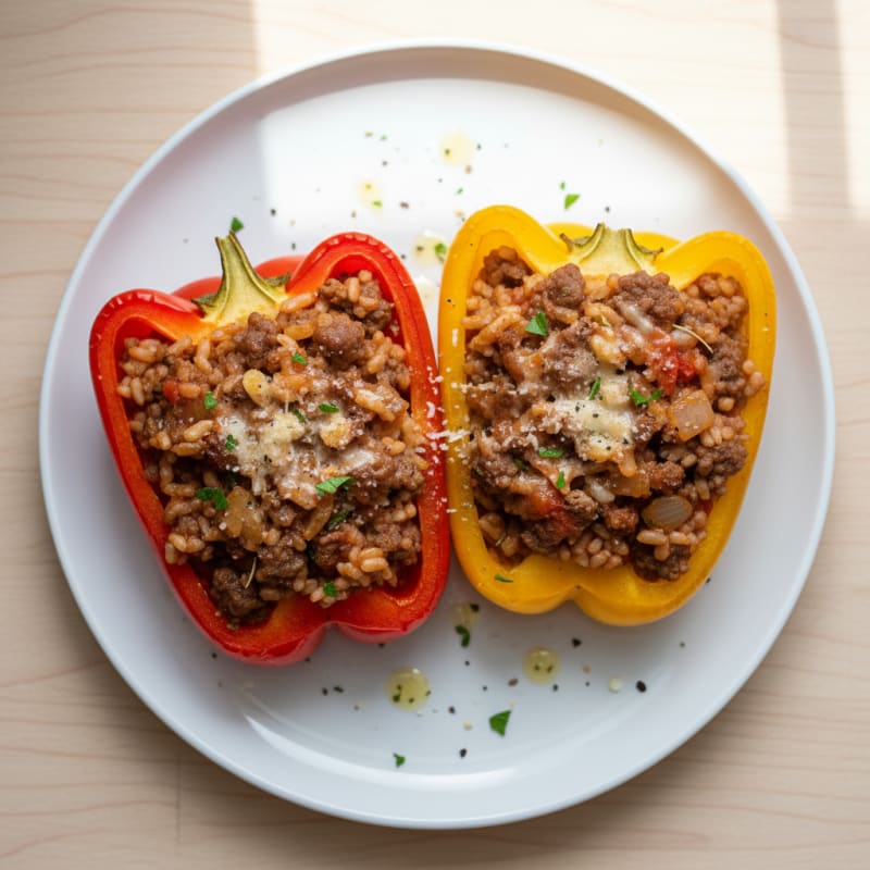 Beef and Rice Stuffed Bell Peppers