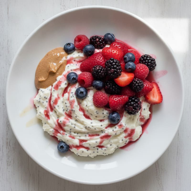 Silky Greek Yogurt Protein Pudding with Mixed Berries