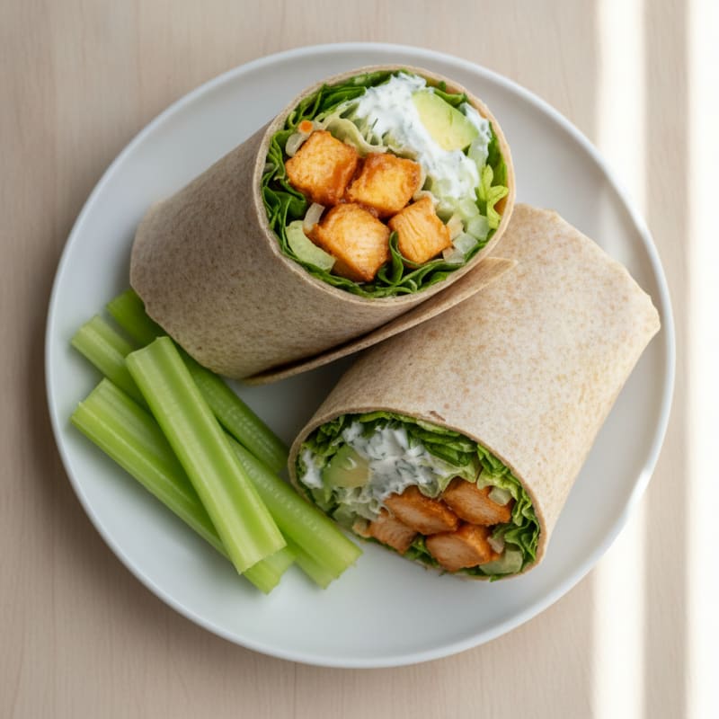 Buffalo Ranch Chicken Wraps with Celery