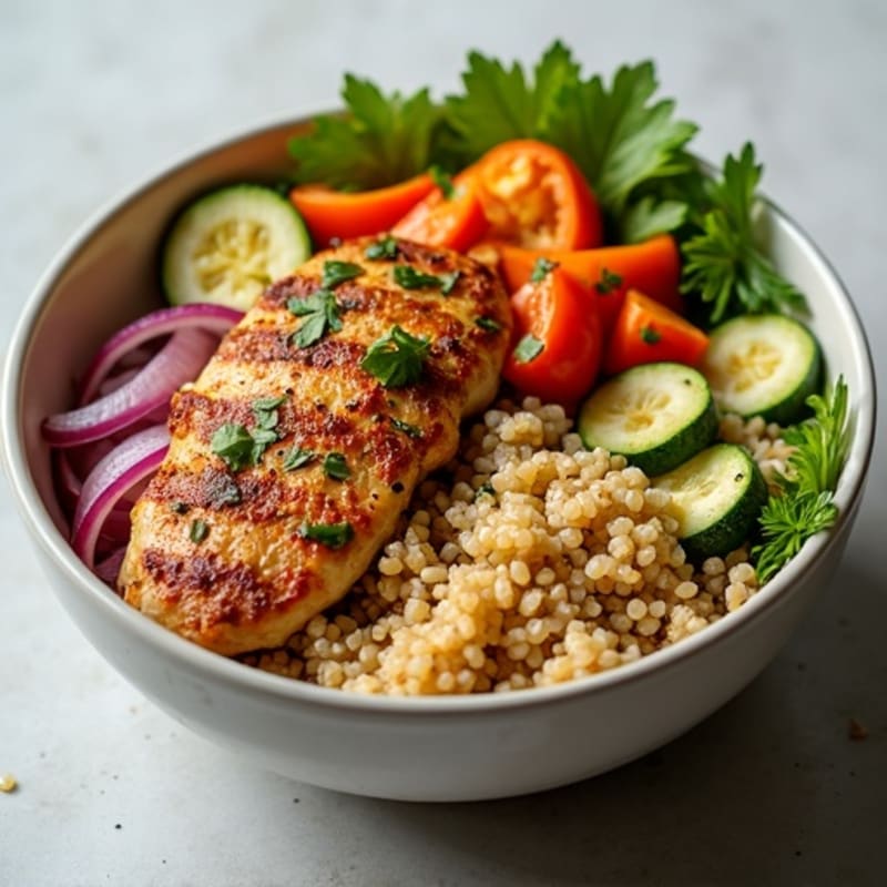 Herb-Spiced Chicken Shawarma Bowl with Roasted Vegetables