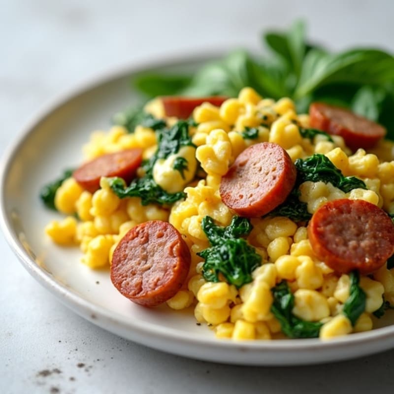 Egg White and Turkey Sausage Scramble with Spinach