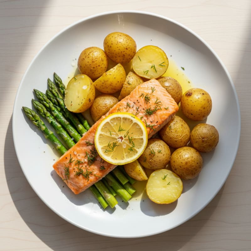 Herb-Roasted Salmon with Asparagus and Potatoes