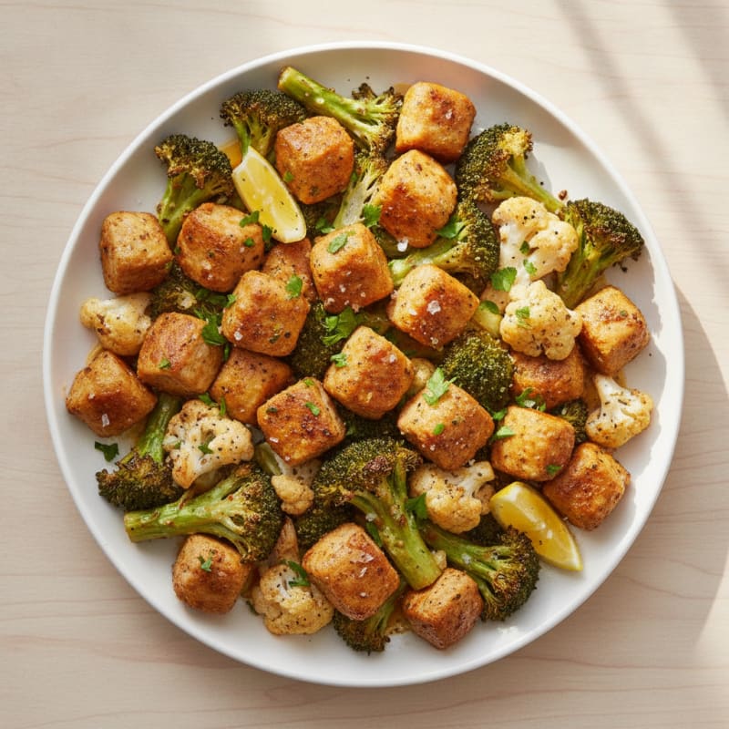 Chicken Sausage Shawarma with Roasted Broccoli and Cauliflower