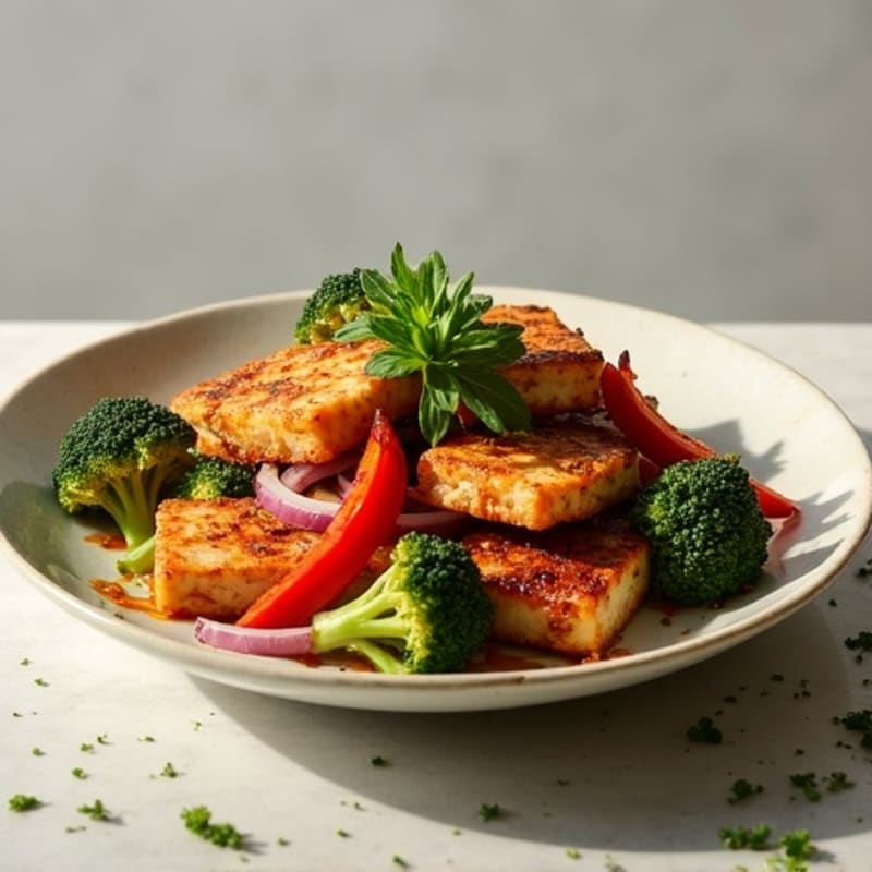 Crispy Maple Glazed Tempeh Stir-Fry