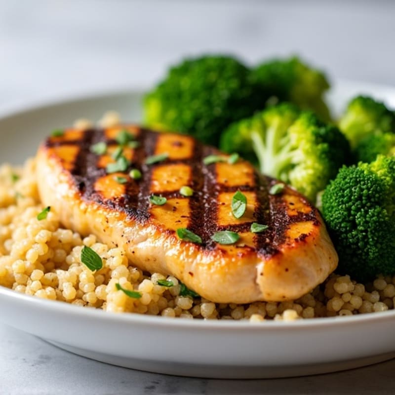 Grilled Chicken Breast with Quinoa and Steamed Broccoli