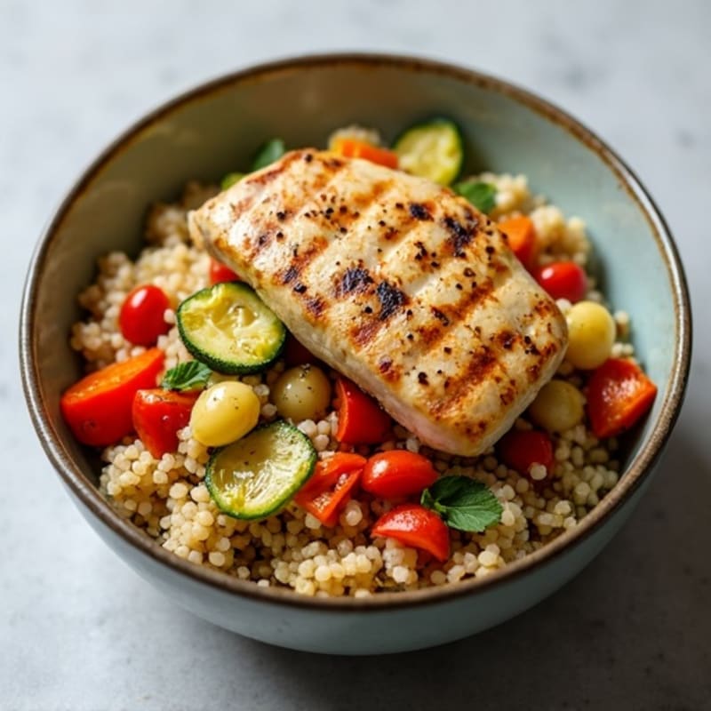 Grilled Chicken and Quinoa Bowl with Roasted Vegetables