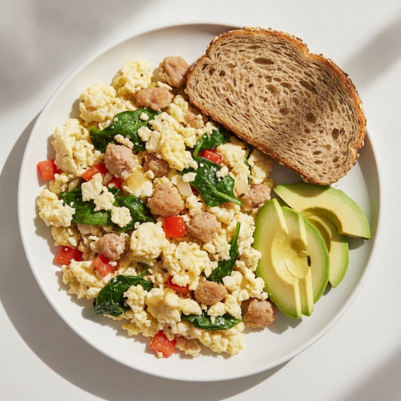Egg White Veggie Scramble with Turkey Sausage