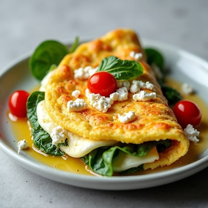 Fluffy Spinach Feta Egg White Omelette