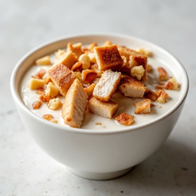 Vanilla Protein Yogurt Bowl with Chopped Chicken and Toasted Almonds