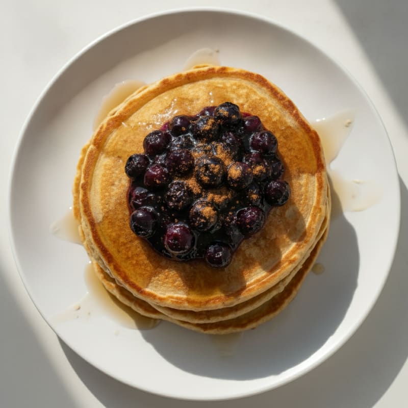Cottage Cheese Protein Pancakes with Berry Compote