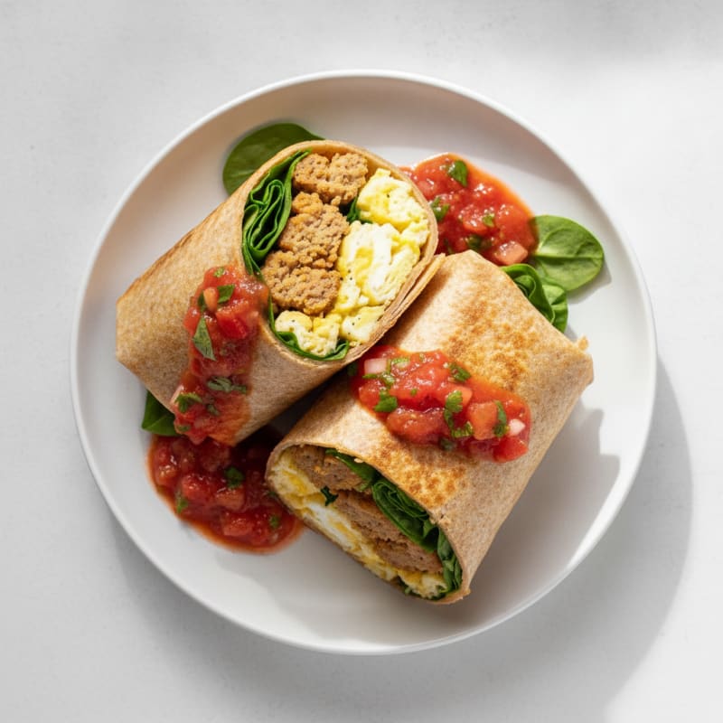 Hearty Sausage Breakfast Burrito with Salsa