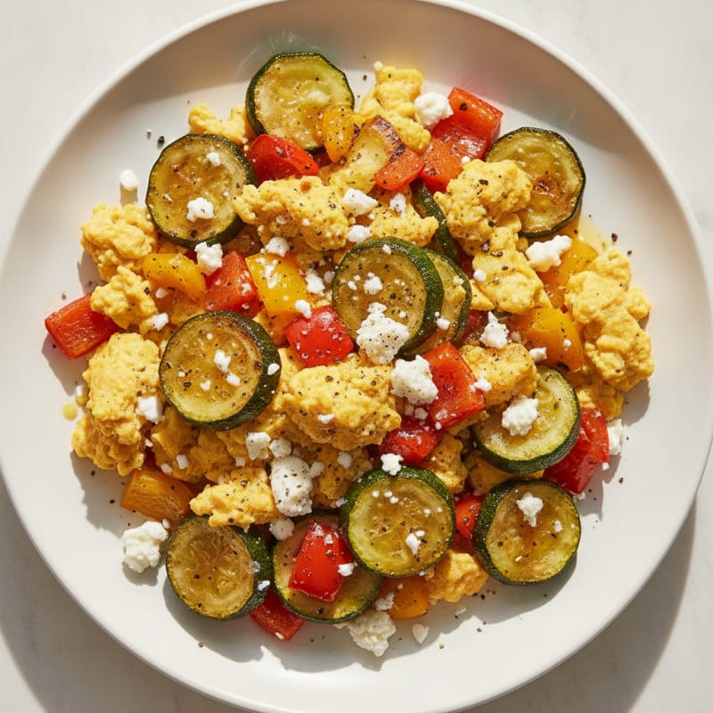 Hearty Scrambled Eggs with Roasted Vegetables