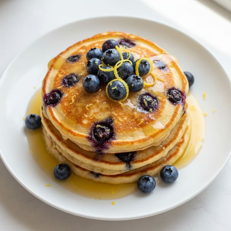 Blueberry Ricotta Pancakes with Lemon Zest