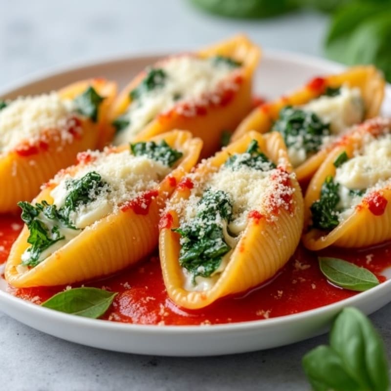 Creamy Ricotta-Spinach Stuffed Pasta Shells
