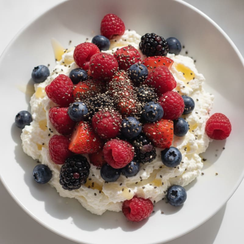 Greek Yogurt Protein Mousse with Mixed Berries
