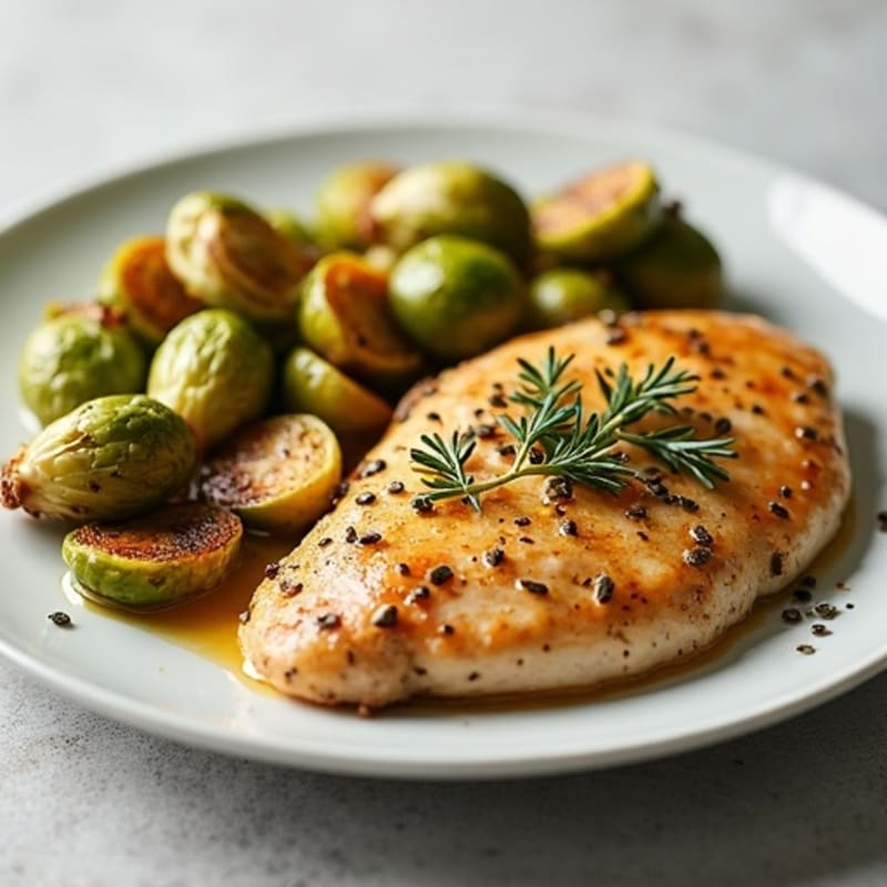 Herb-Roasted Chicken Breast with Crispy Roasted Brussels Sprouts