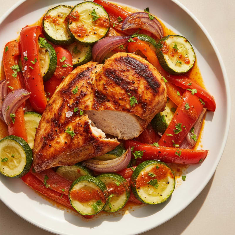 Spicy Harissa Chicken with Roasted Vegetables