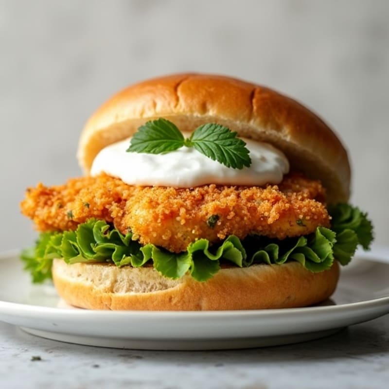 Crispy Baked Chicken Sandwich with Herb Aioli