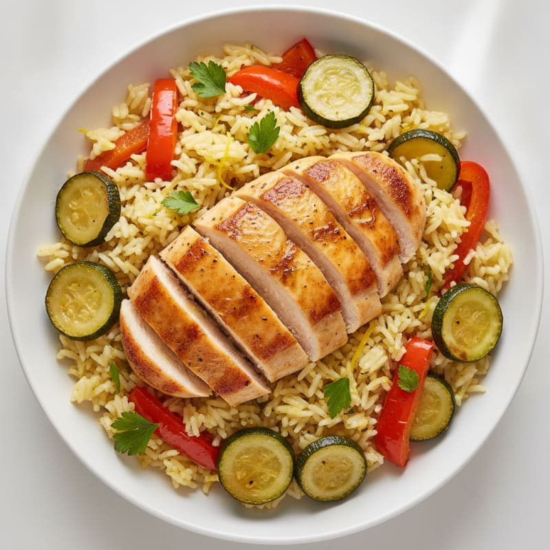 Lemon Herb Rice Pilaf with Roasted Vegetables